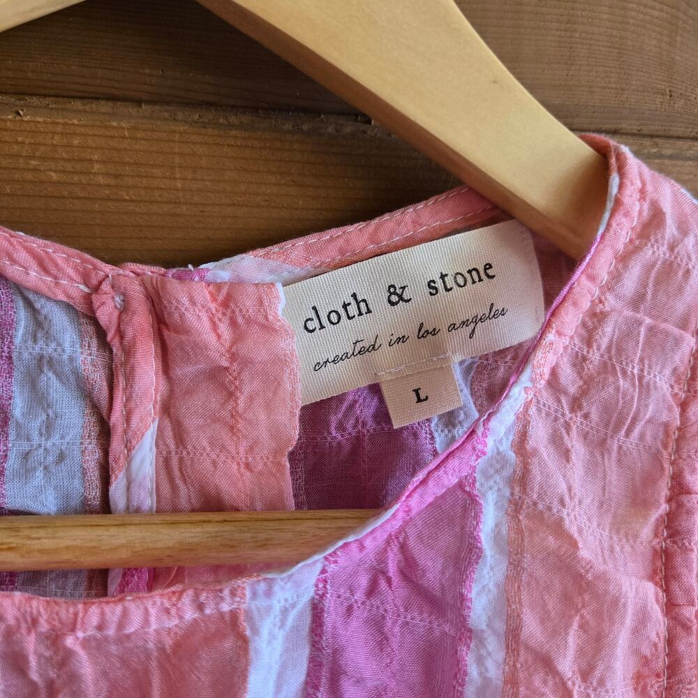 Anthropologie Cloth & Stone Bella Tank Fray Hem Button Back Halter Blouse Top L - Picture 4 of 6